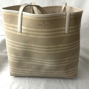 Kate Spade Mya Fabric striped leather reversible tote.